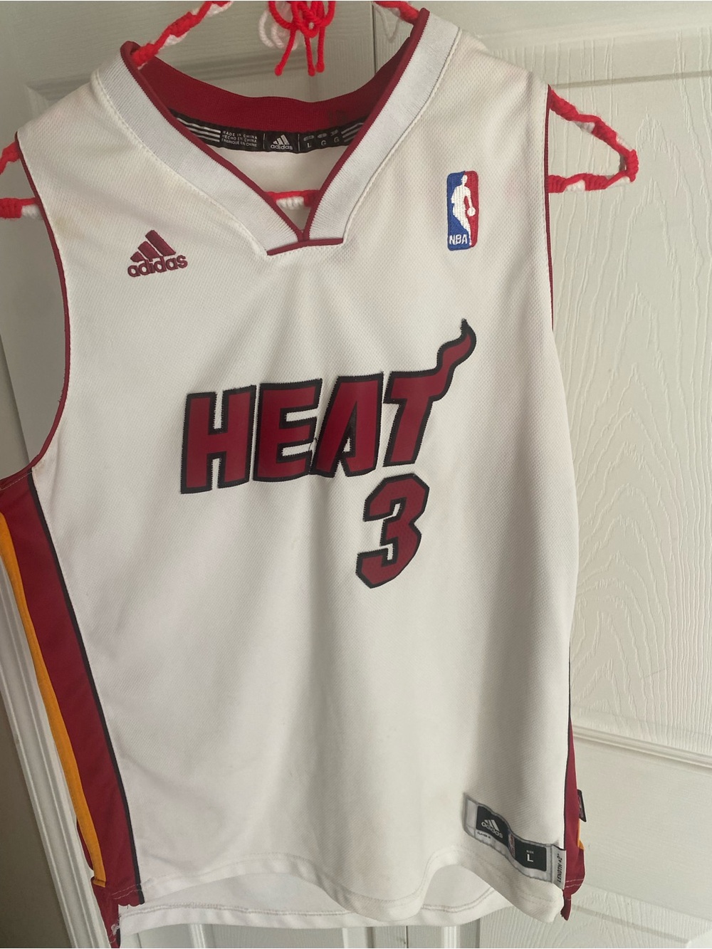 adidas White Miami Heat #3 Wade Basketball Jersey with Red and Black Accents